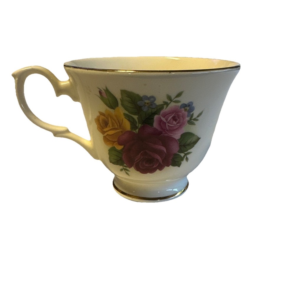 Duchess Fine Bone China Tea Cup "May The Joy Of The Lord"Gold Trim England Roses